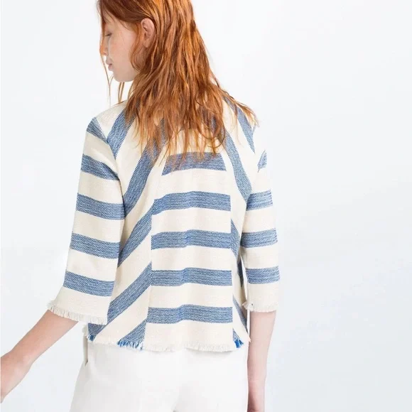 Zara basic collection Navy and Cream Striped Sweater - Picture 10 of 10